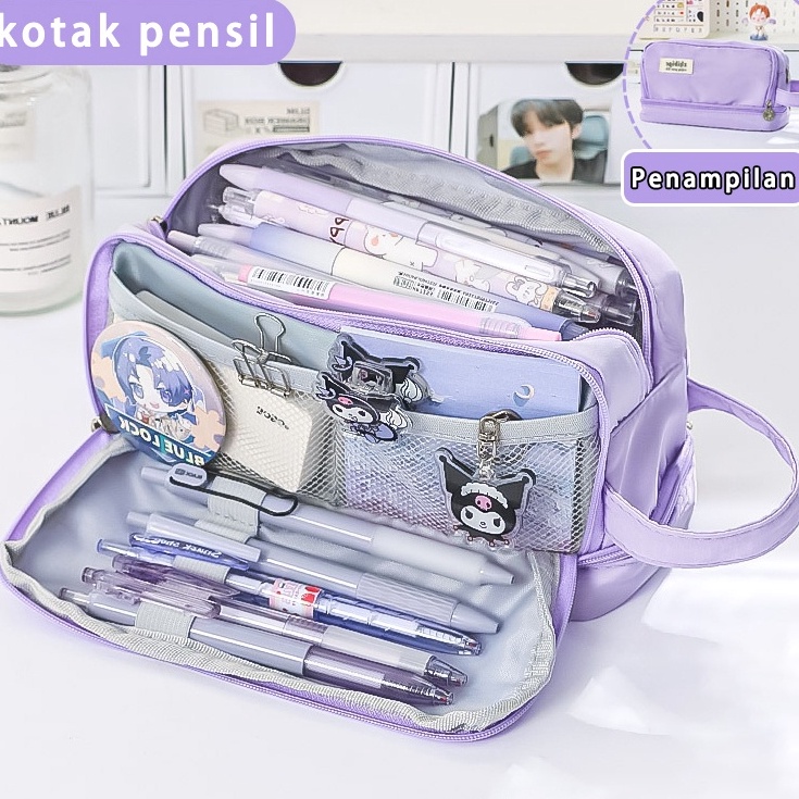 

kotak pensil Jumbo Pencil Cases Large Capacity Pencil Bag Pouch Holder Box for Girls Office Student Stationery Organizer School Supplies