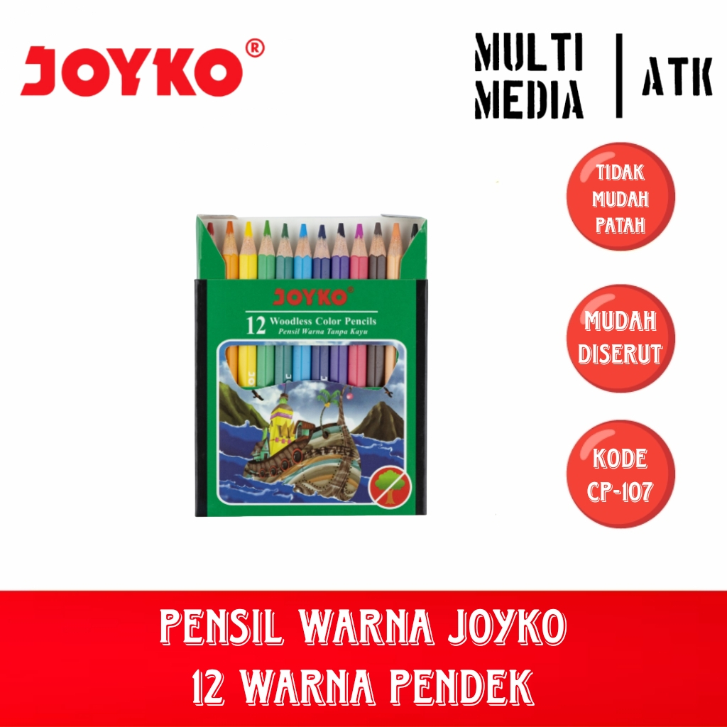 

JOYKO PENSIL WARNA CP-107 12 WARNA PENDEK WOODLESS