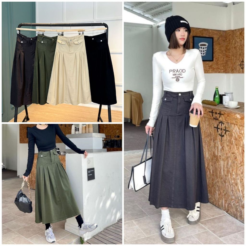 Jones Pocketed Flare Long Jeans Skirt R5440