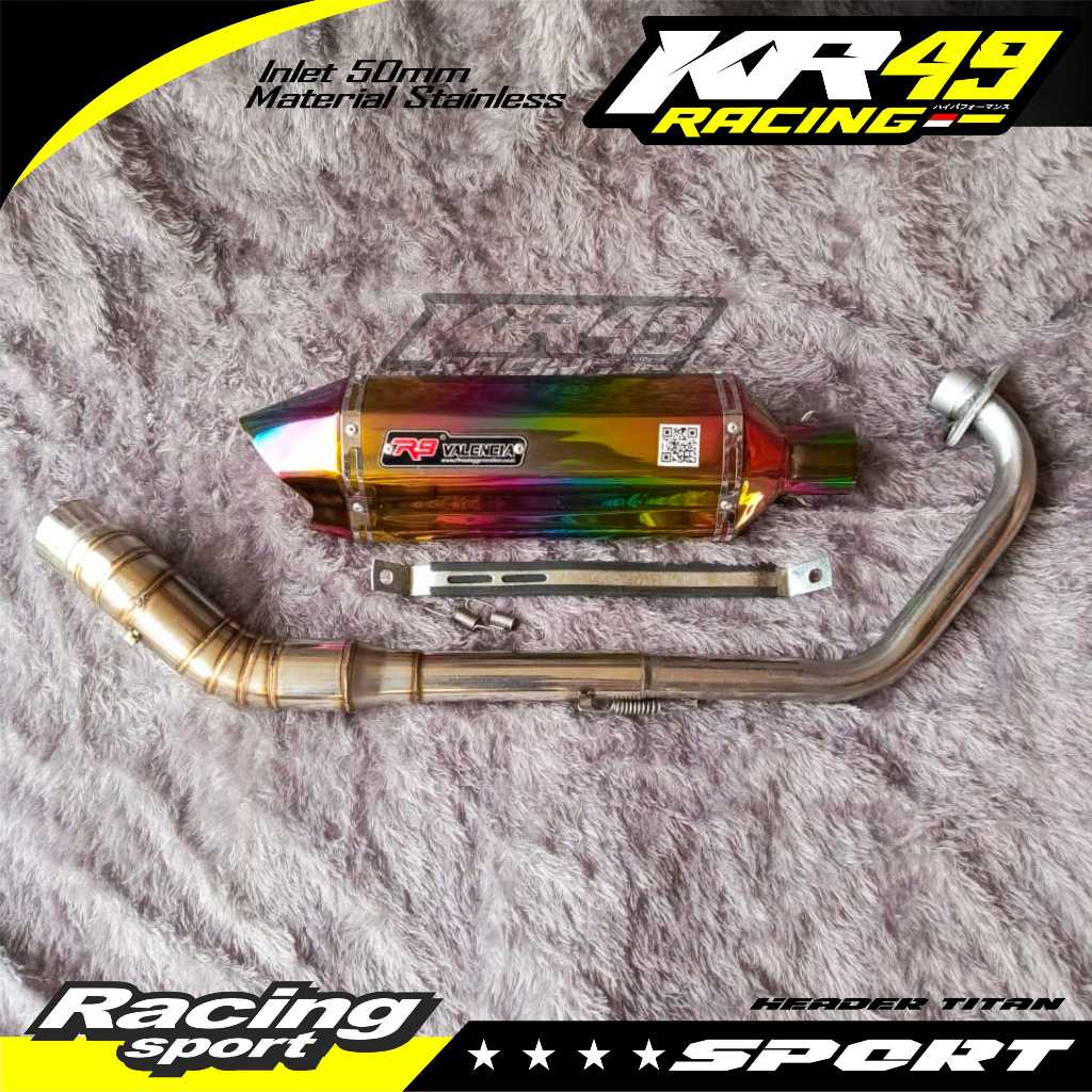 KNALPOT RACING R9 VALENCIA PELANGI UNTUK MOTOR VIXION CBR150 SATRIA FU CB150 SONIC R15 V2 V3 V4 JUPI