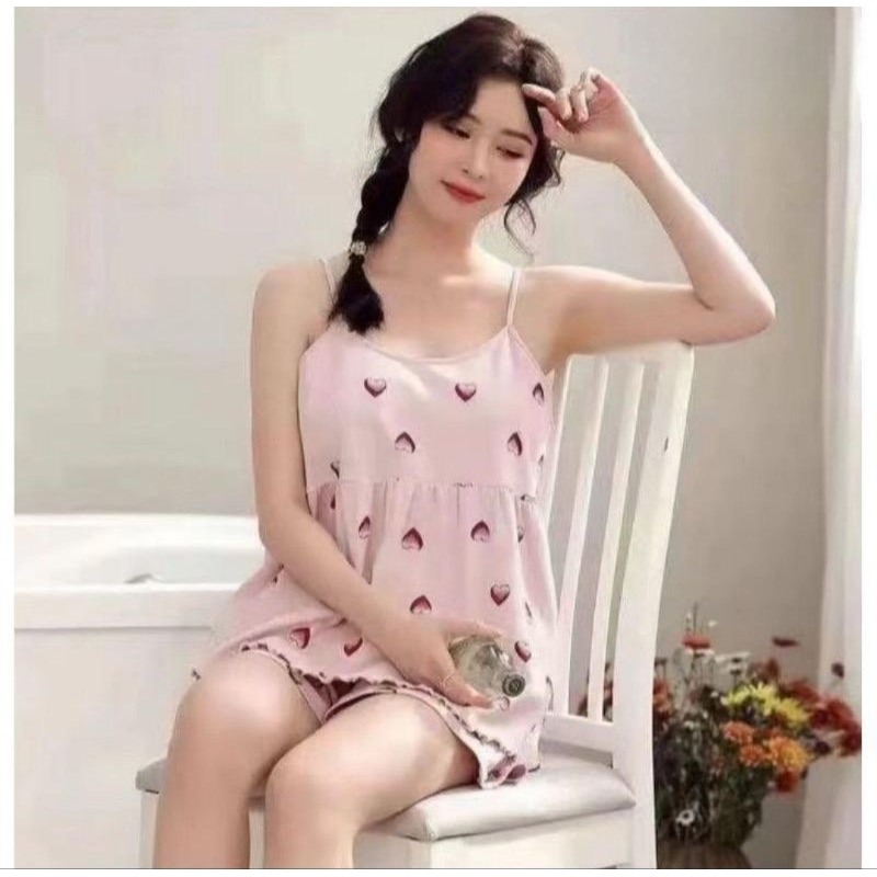 Setelan Baju Tidur Wanita/Piyama Tali Satu/Set Hotpan Sexy import