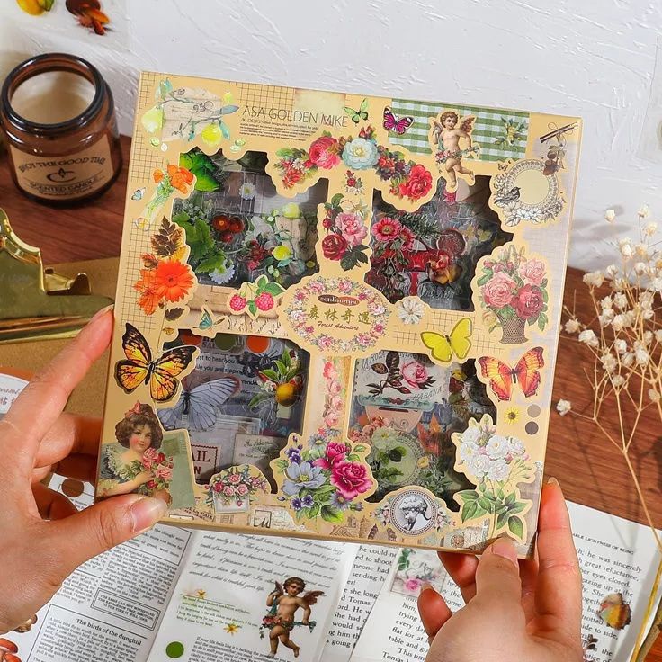 

Limitless 1 Lembar Sticker PET Butterfly Flower Vintage Scrapbook Stiker Kupu kupu Forest Hias