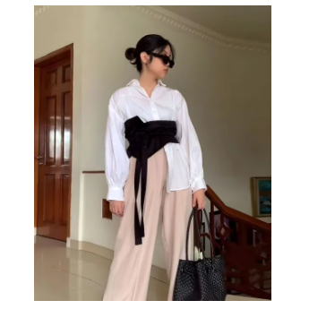 Sylviana723 Ikat Pinggang Wanita Satin Velvet Obi Belt Lilit Sabuk Kain Kondangan Fashion Panjang