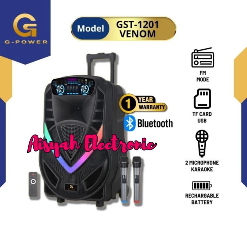SPEAKER PORTABEL G-POWER 12 INCI GST-1201 VENOM GARANSI RESMI