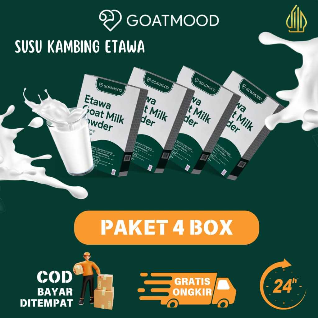 

PAKET 4 BOX GOATMOOD - Susu Kambing Etawa 100% Alami Tanpa Efek Samping Untuk Nyeri Tulang Sendi dan Sesak Nafas 485 Gram