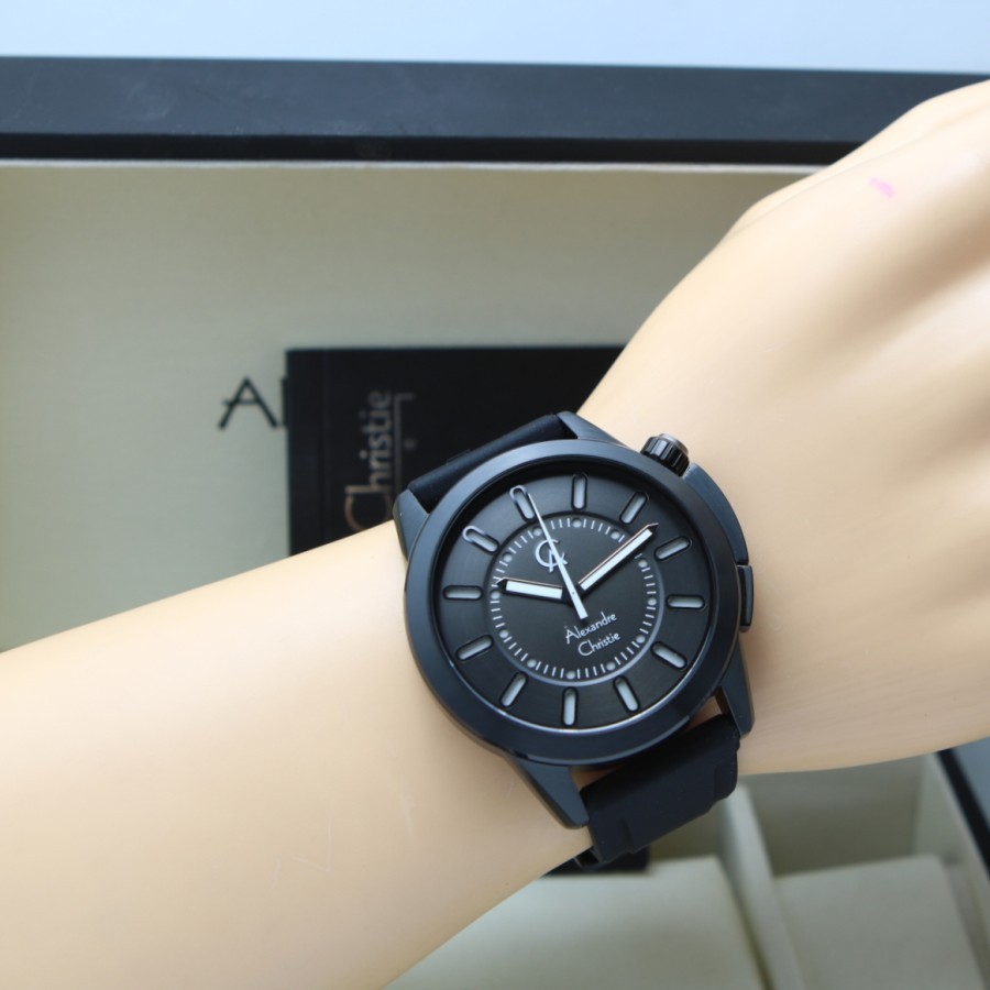 ORIGINAL Jam Tangan Pria Alexandre Christie AC 8632 / AC8632 Garansi 1 Tahun - Tali Rubber