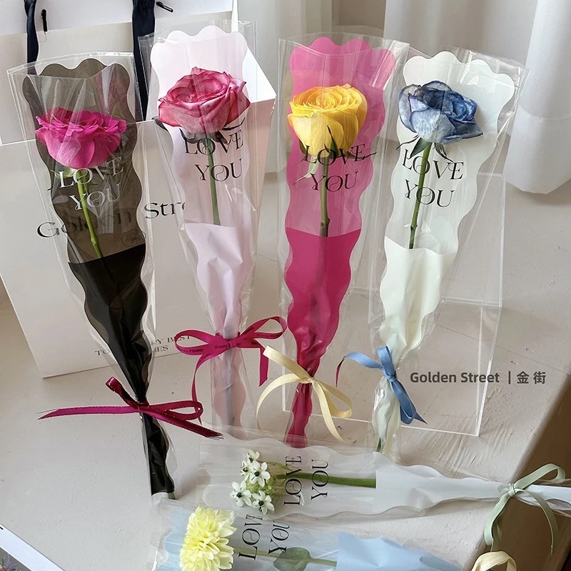 

MERMAID - [1 lembar] plastik bunga mawar 1 tangkai single rose slevee bag pembungkus