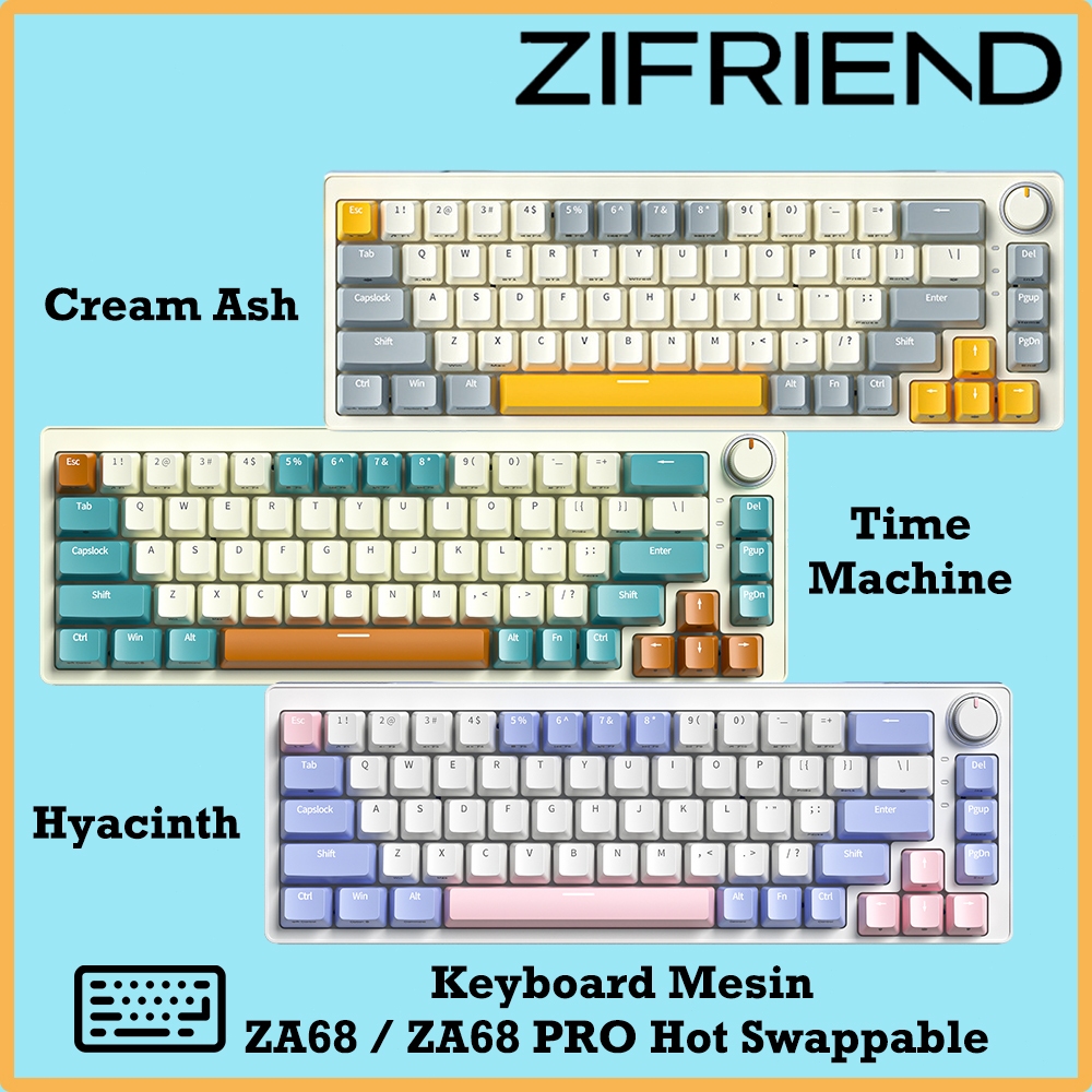 ZIFRIEND ZA68 68 Tombol Wired Gaming RGB Hot Swappable Keyboard Mechanical Kabel