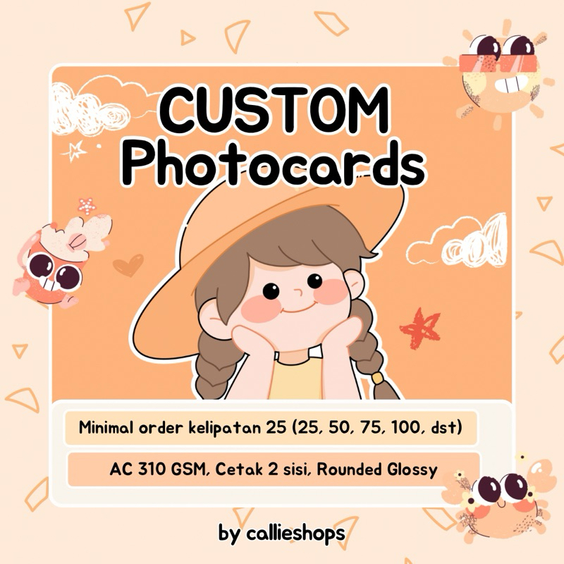 CUSTOM PHOTOCARD / CETAK PHOTOCARD PC CETAK 2 SISI LAMINASI GLOSSY TEBAL AC310 BY CALLIESHOPS