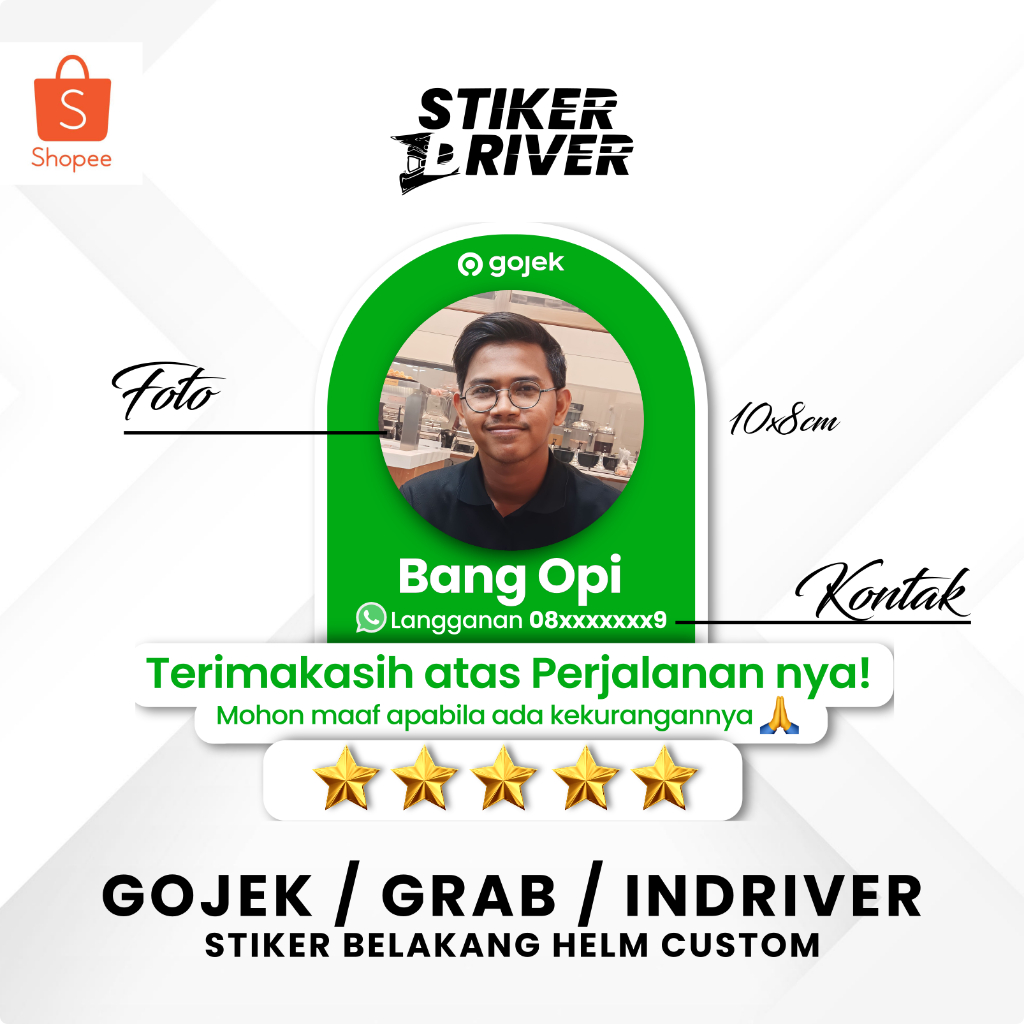 STIKER DRIVER GOJEK AUTO KECANTOL / UNTUK OFFLINAN CUSTOM FOTO SENDIRI MAXIM GRAB INDRIVER