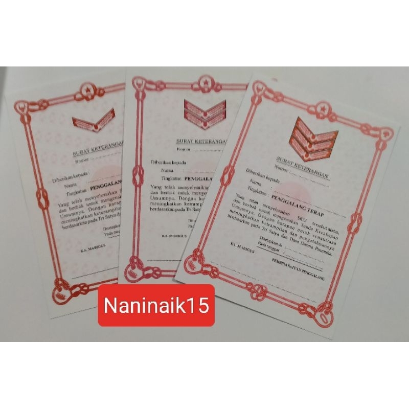 

Sertifikat Penggalang Ramu / Rakit / Terap / tanda lulus