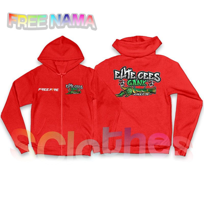 Jaket Anak Hoodie Zipper Anak Free Fire Kaos Anak ELITE CEES GANK VERSI SG EMERALD FREE NAMA