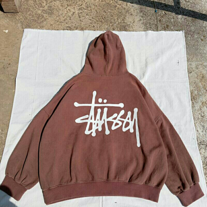 hoodie boxy brown costum stussy