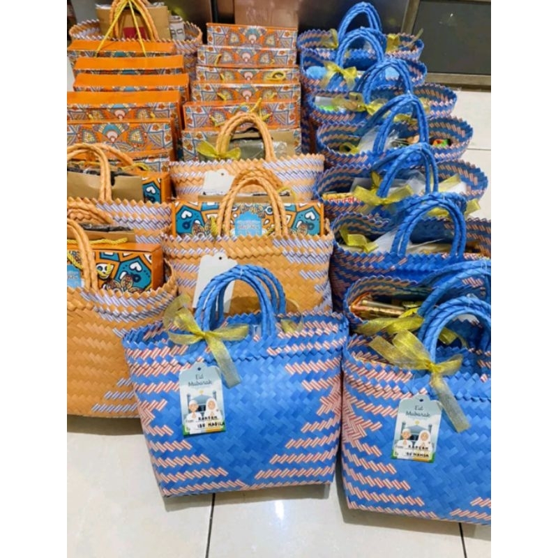 tas anyaman plastik,lurik sedang, PAKET isi 20 biji paket murah grosir,Muat twinwall 2000ml,muat kot