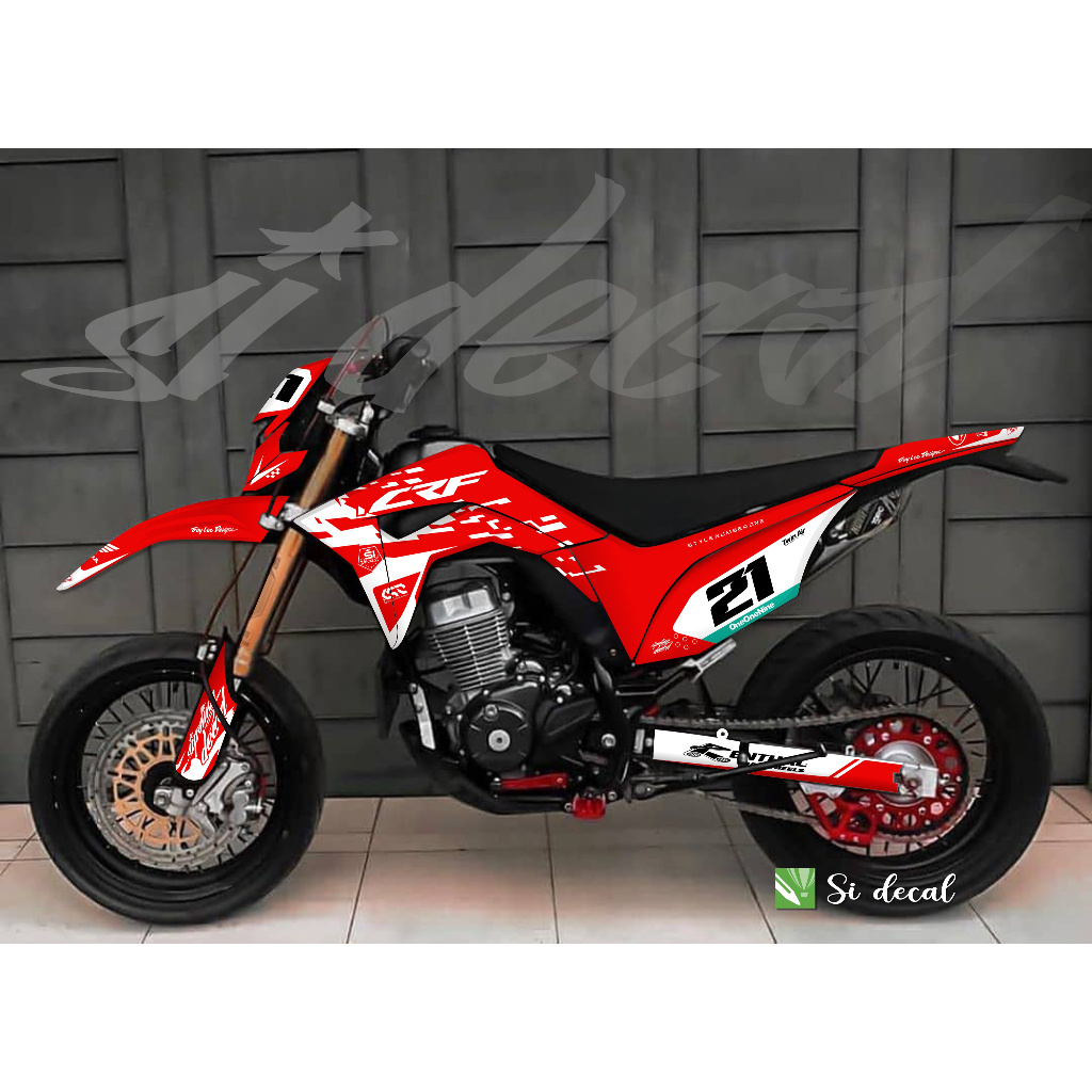 decal stiker crf 150L full body new arrival desain custom free request red and white bagus keren ter