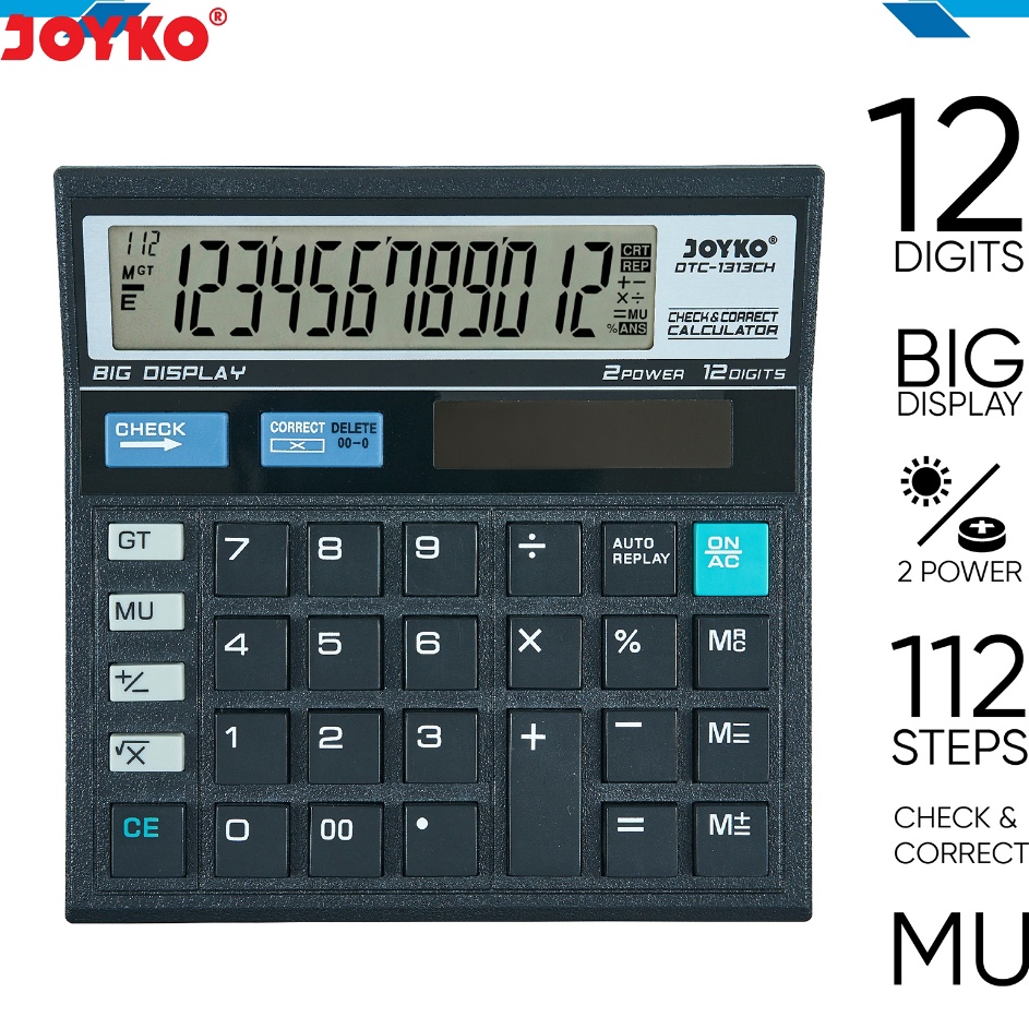 

JOYKO CALCULATOR 12 DIGITS KALKULATOR JOYKO DTC1313CH 12 ANGKA BERKUALITAS