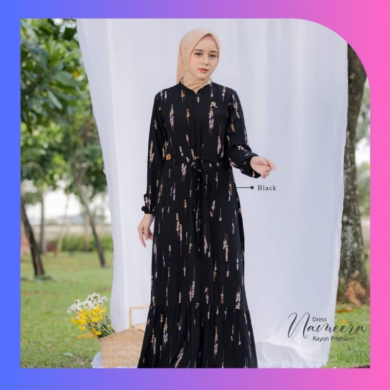 [Promo] Terbaru √ Dress Nameera By Ar Rafi Hijab Baju Gamis Wanita Motif Kekinian Rayon Premium