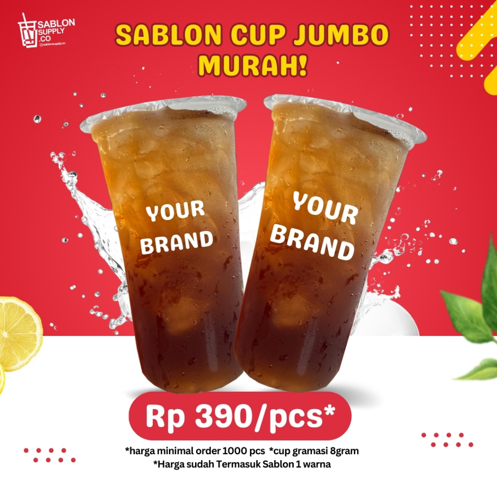 Sablon cup 22oz - Datar & Oval (Termasuk cup)