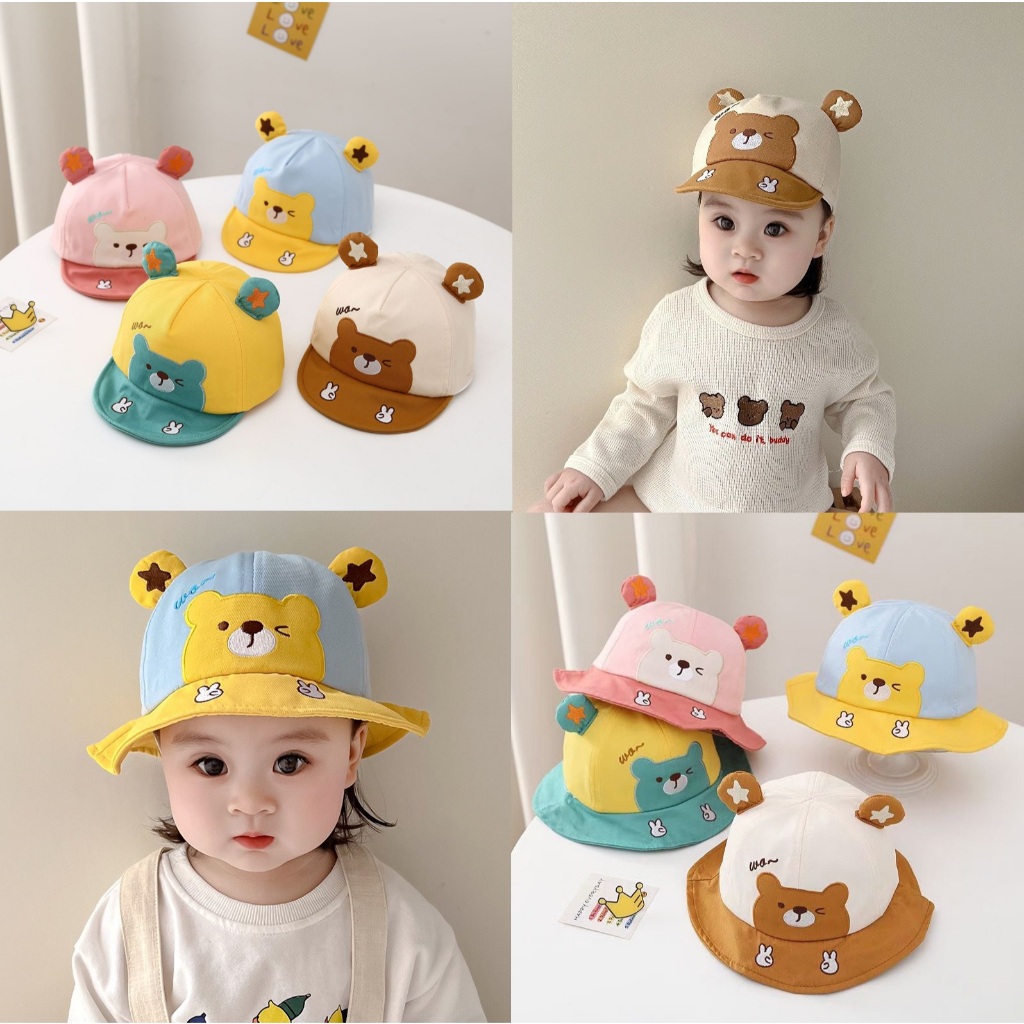 5-18 bulan Topi Baseball Bucket Anak Unisex Model Wo Wink Peace