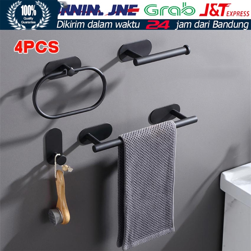 4PCS Gantungan Handuk Stainless Steel Gantungan Handuk Kamar Mandi Gantungan Handuk Kamar Mandi Set 