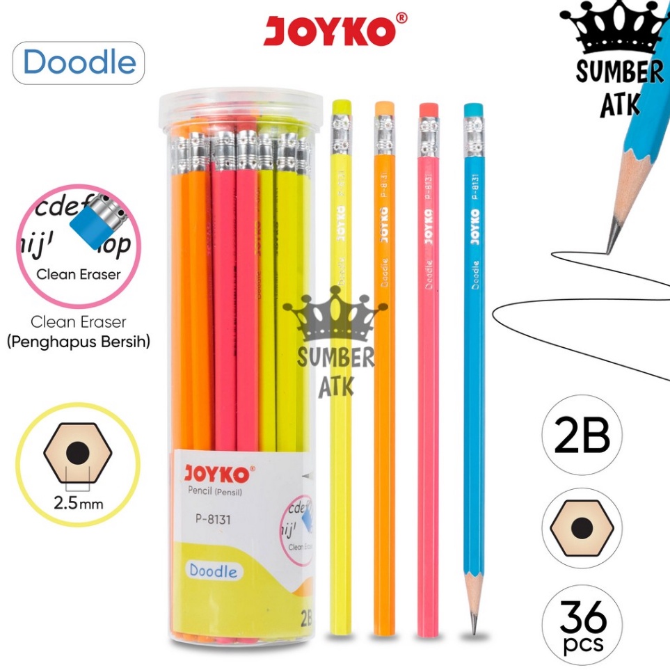 

Jual Pencil Pensil Joyko P8131 2B 1 Drum 36 Pcs Doodle