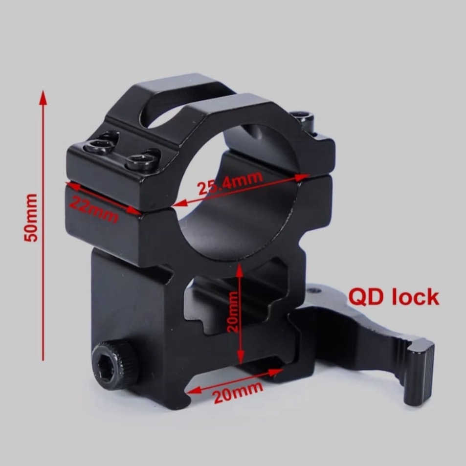 Produk Keren mounting teleskop dua baut tube 25  mounting release QD  weshunter  mounting teleskop k