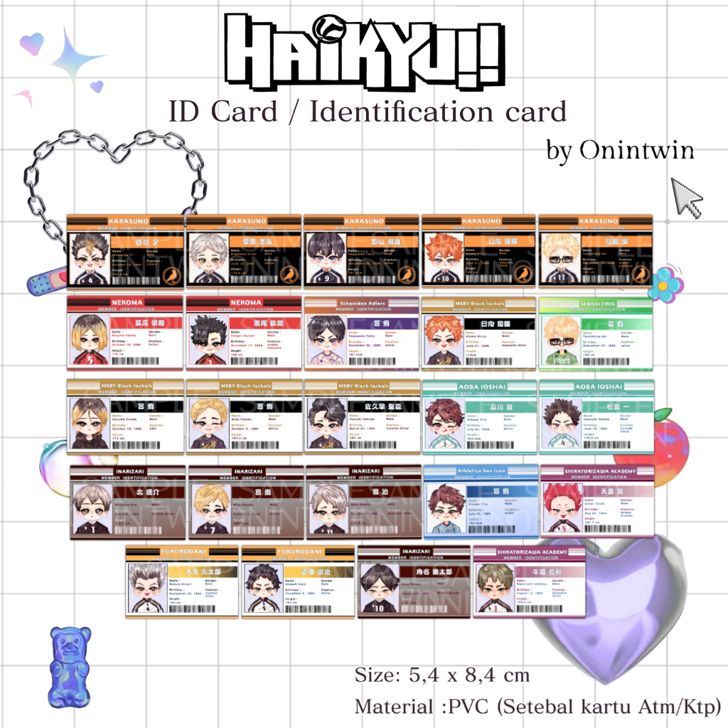 ID Card Haikyuu by onintwin / Keychain Haikyuu