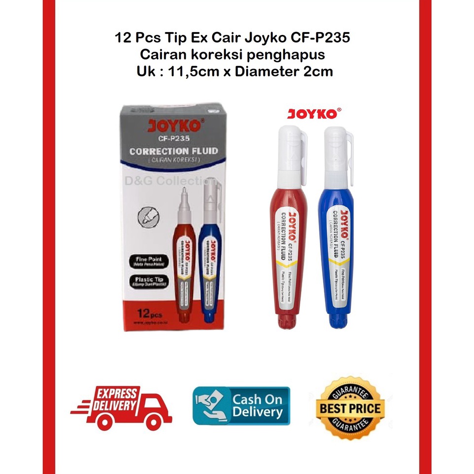 

Terdepan 12 PCS TIPEX CAIR JOYKO CFP235 TIP X CAIRAN KOREKSI JOYKO CFP235 GROSIR