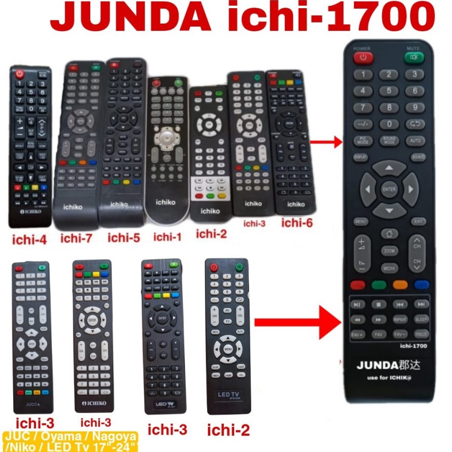 READY STOCK REMOTE MULTI UNIVERSAL LCD LED SMART TV ICHIKO IKEDO OYAMA NIKO NAGOYA LED TV JUNDA 17