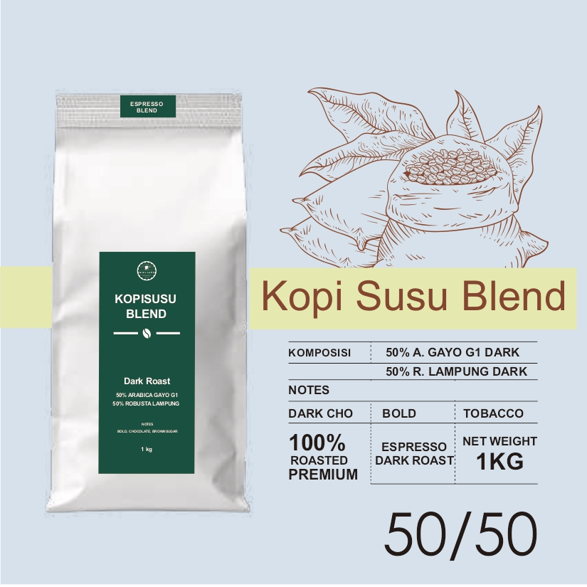 

Biji Kopi Espresso Blend A50 R50 Es Kopi Susu 1kg - Biji/Bubuk