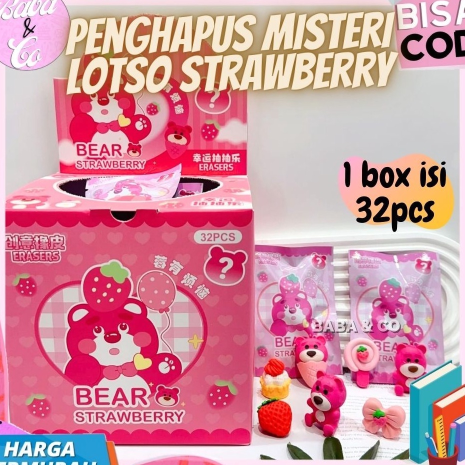 

Sale 1 BOX 32pcs PENGHAPUS MISTERI PACK LOTSO ERASER MYSTERY BAG LOTSO LUCU PENGHAPUS LOTSO UNIK LUCU