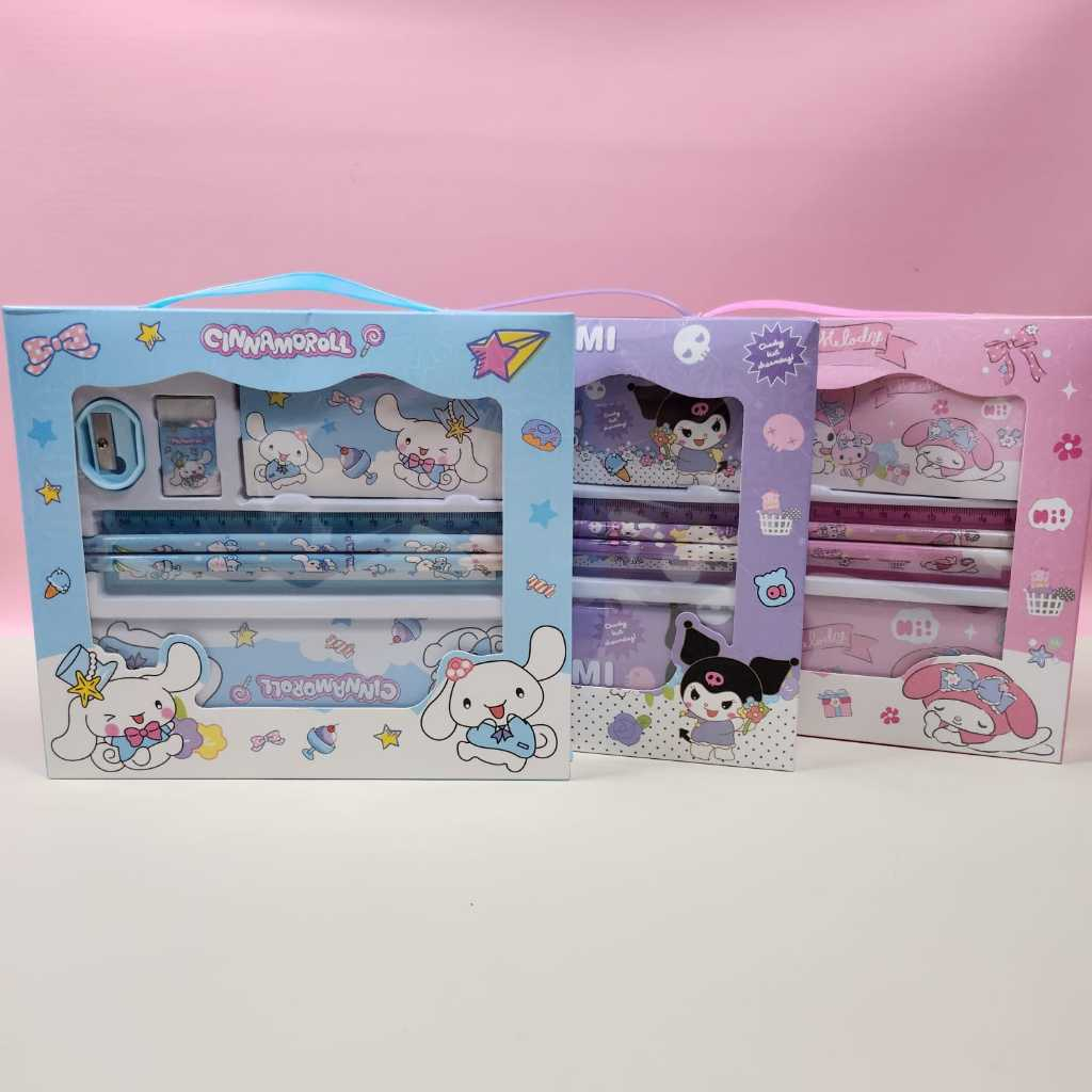 

VANILLESHOP - Set KOTAK PENSIL Kuromi Paket Belajar Kuromi Alat Tulis Set SANRIO