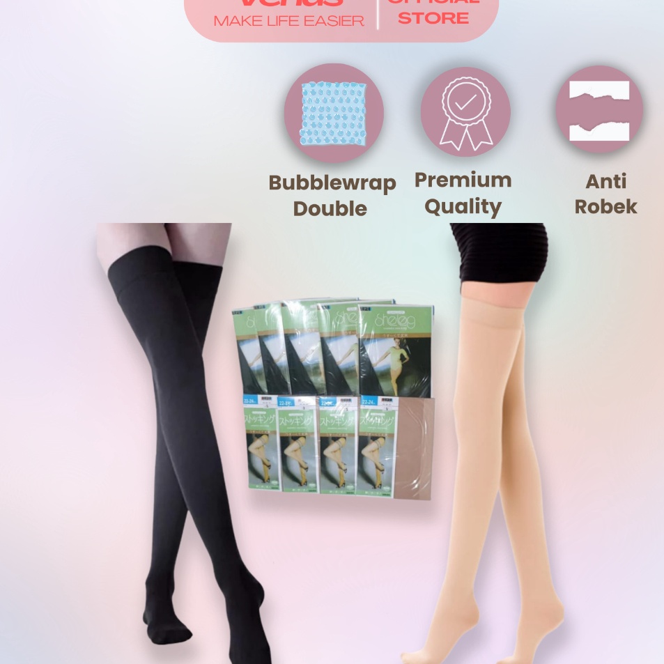 Terlaris Venusjkt  Stocking Wanita Kaos Kaki Panjang Sepaha Bahan Lembut Transparan  Kaus Kaki Stoki