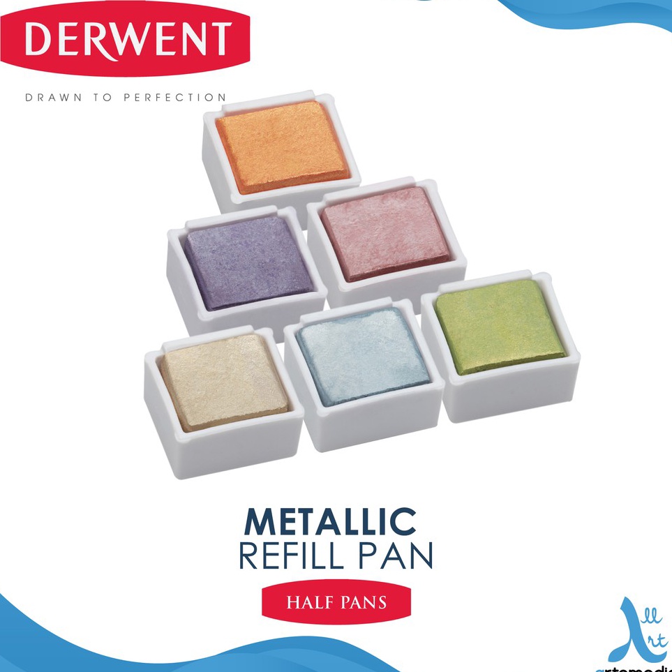 

Ready Stok Derwent Watersoluble Metallic Paint Pan Travel Refill