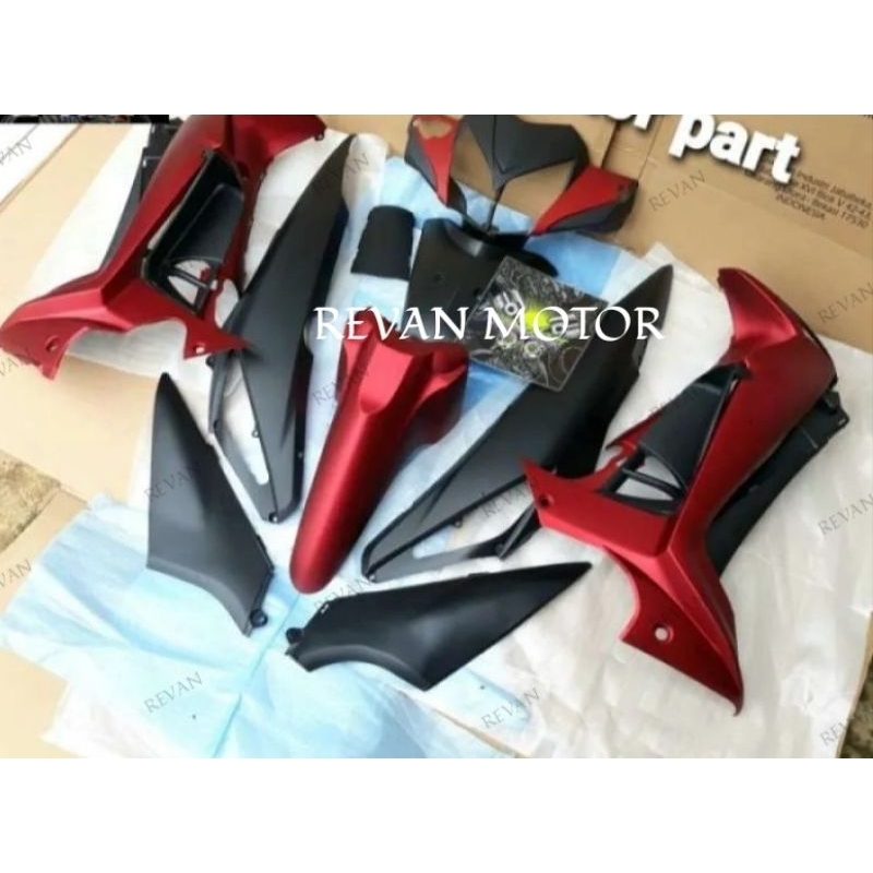 Fulset body kasar halus  Supra x 125 2007 Batman  merah maron/Full body set Supra x 125 2007/ kompli