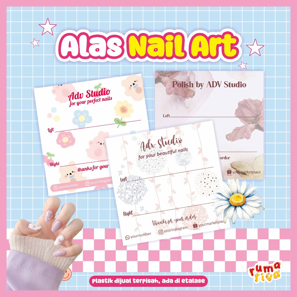 

ALAS PACKAGING ◽ NAIL ART ◽ KUKU PALSU ◽ AKSESORIES ◽ KALUNG ◽ COVER PACKAGING DLL