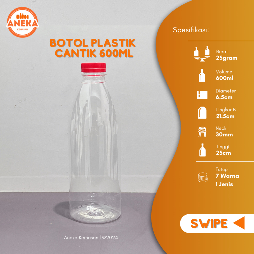 BOTOL PLASTIK 600ML/BOTOL CANTIK 600ML SN NEW
