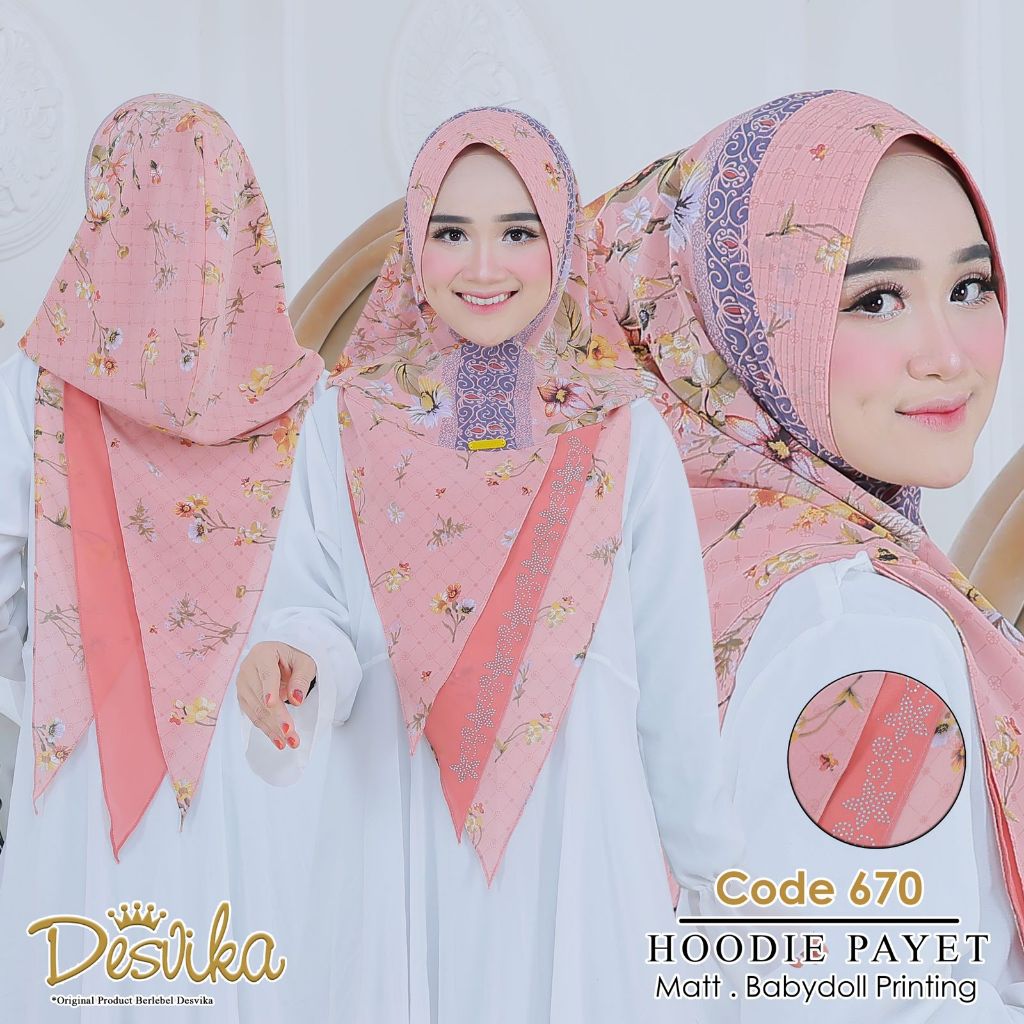 Hijab instan Desvika DC 670 original Desvika (Bahan ceruty babydol)