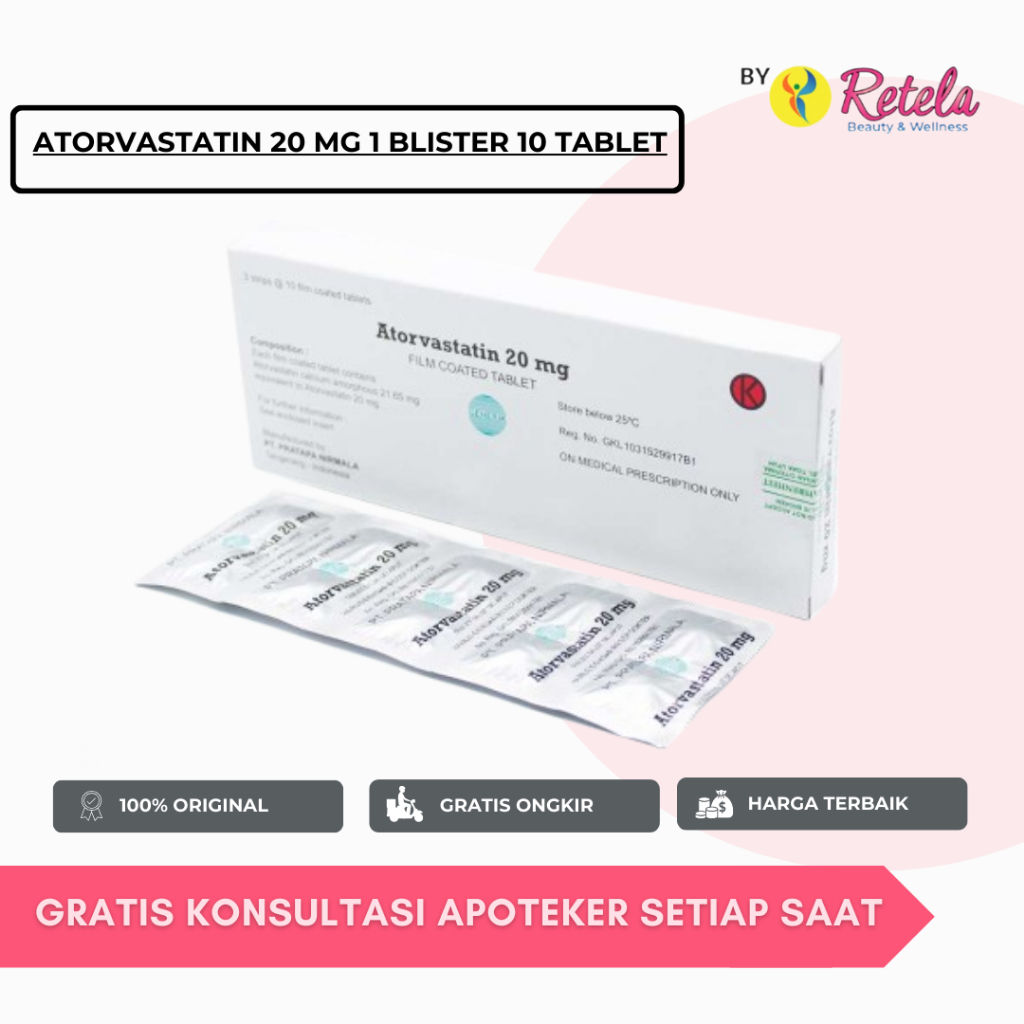 ATORVASTATIN 20MG 1 BLISTER 10 TABLET PRATAPA