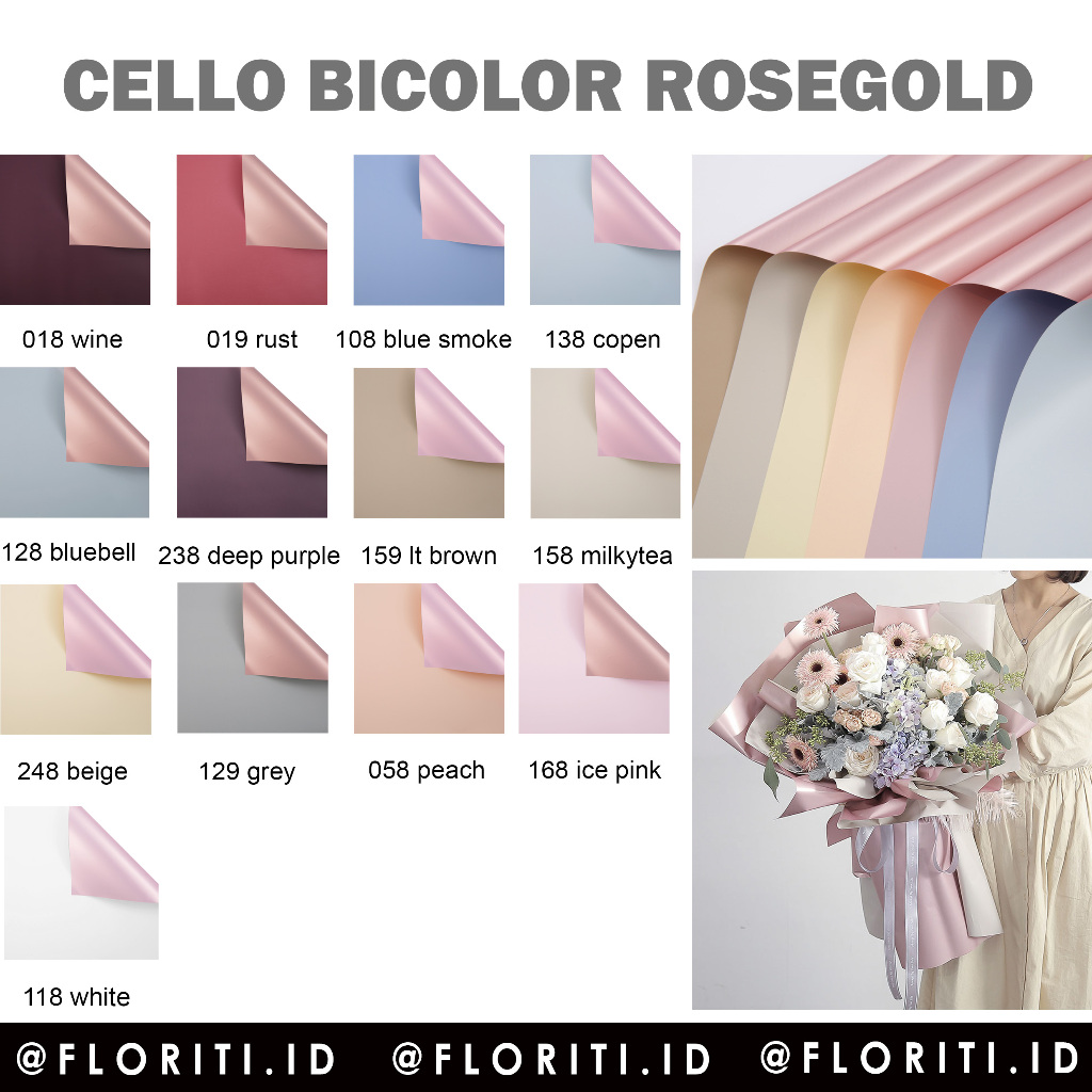 

(20 lembar) Kertas Buket Cellophane Bicolor Rosegold/Double Side