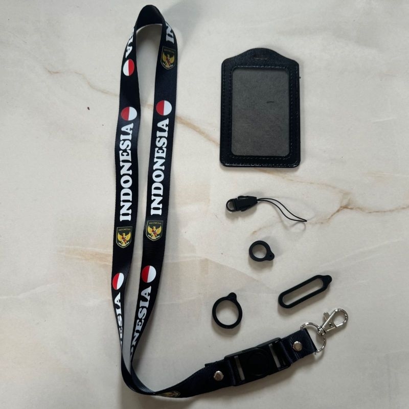 

Tali Lanyard INDONESIA LOGO GARUDA - Gantungan ID Card lanyard printing japan plus karet pod 13mm 20mm 40mm yoyo card holder HITAM TIMNAS 2