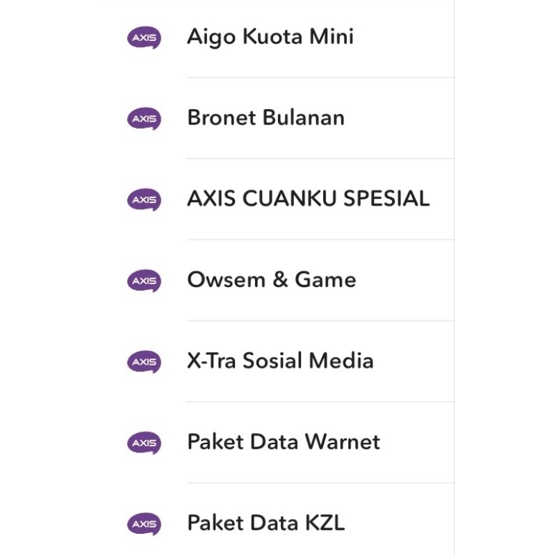 Paket Data Axis Termurah dari pusat Kuota Internet Bronet Aigo Mini Owsem Inject dan Voucher
