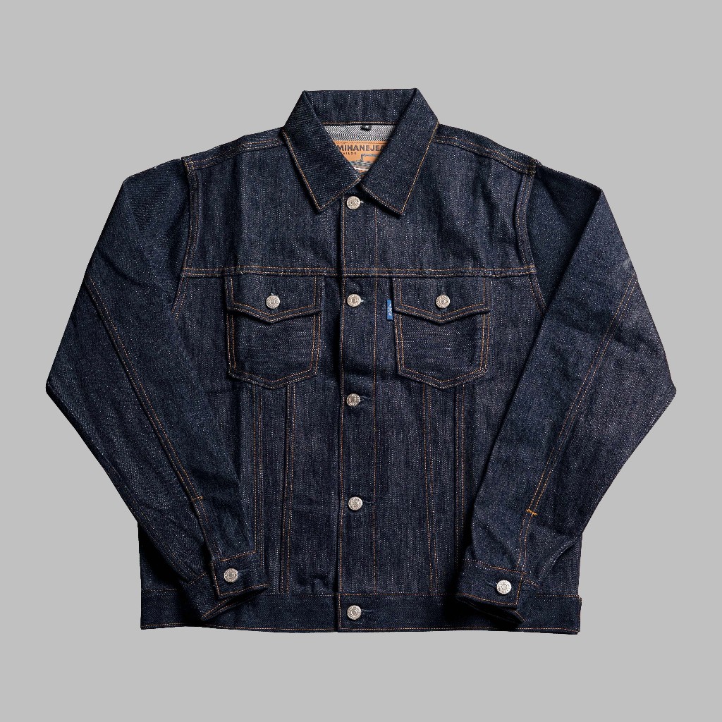 Mihane Jeans - Jacket Pria Denim Selvedge - EXT Type III Super Slub Black Line Selvedge 18oz Unsanfo