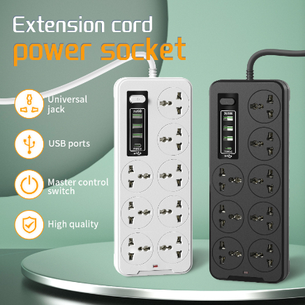 Eight Port 3 USB 1 Type C Colokan Kabel Listrik Stopkontak Kabel SAmbungan Kabel