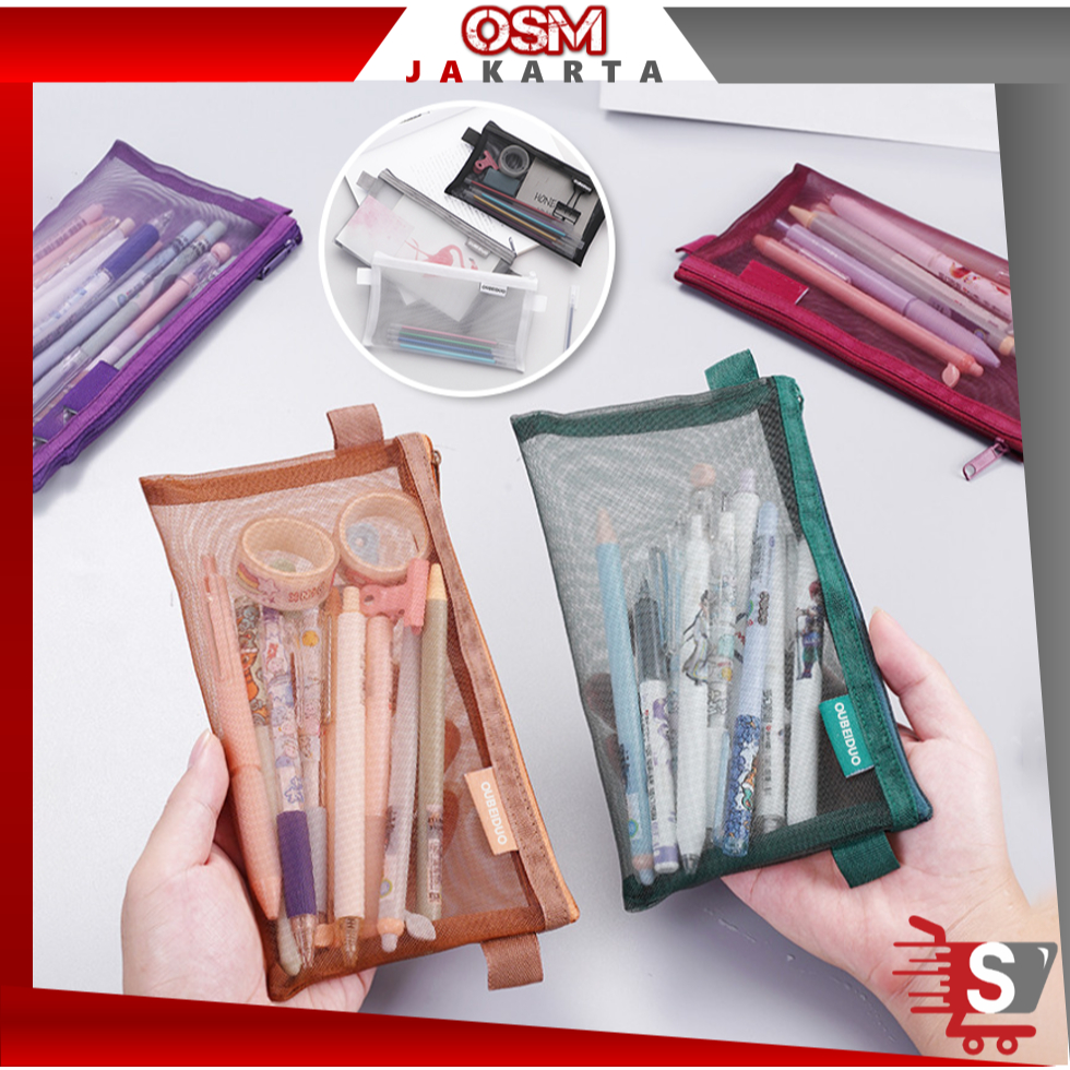 

OSM JKT S6227 Kotak Pensil Jaring Transparan / Pouch Resleting Kapasitas Besar / Tempat Pensil Sekolah Anak / Kotak Pensil Jaring