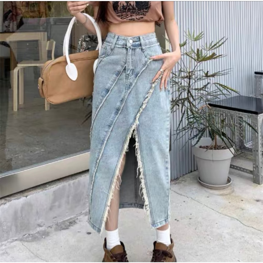 Skirt jean wanita / Rok / skirt panjang / denim / celana pendek murah / celana pendek premium / fash