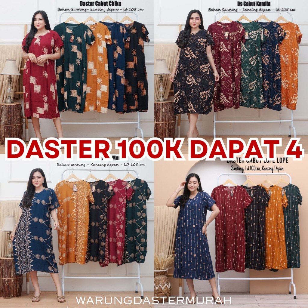 Paket Usaha Daster 100 rb dapat 4 Bahan Rayon Busui Home Dress Ld 105 PB 110 Bahan Adem dipakai