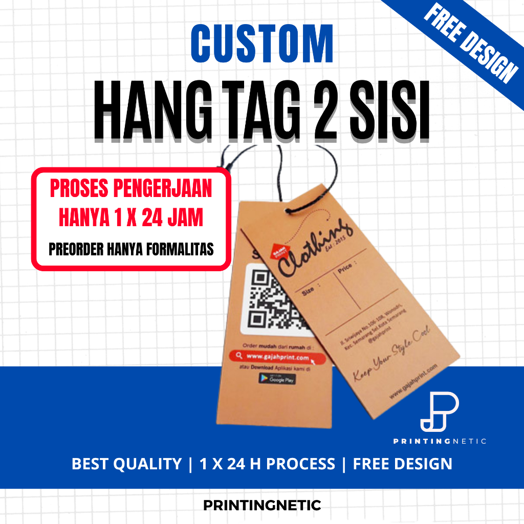 

(FREE DESIGN) Custom Hang Tag (2 Sisi) / Label Tag Baju / Hang Tag Aksesoris / Hang Tag Pernikahan