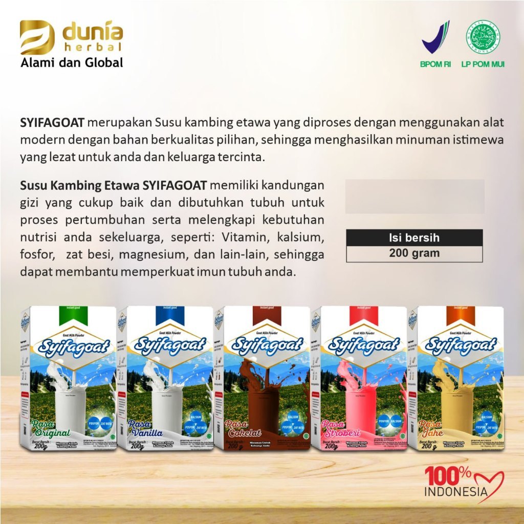 

Susu Kambing Etawa Bubuk SYIFAGOAT 200gr