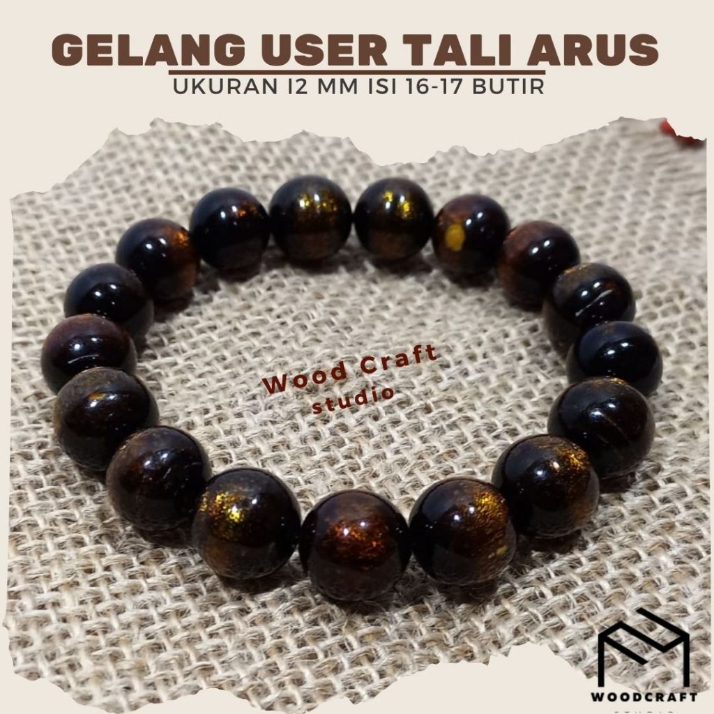 GELANG KAYU TALI ARUS WARNA Serat Emas